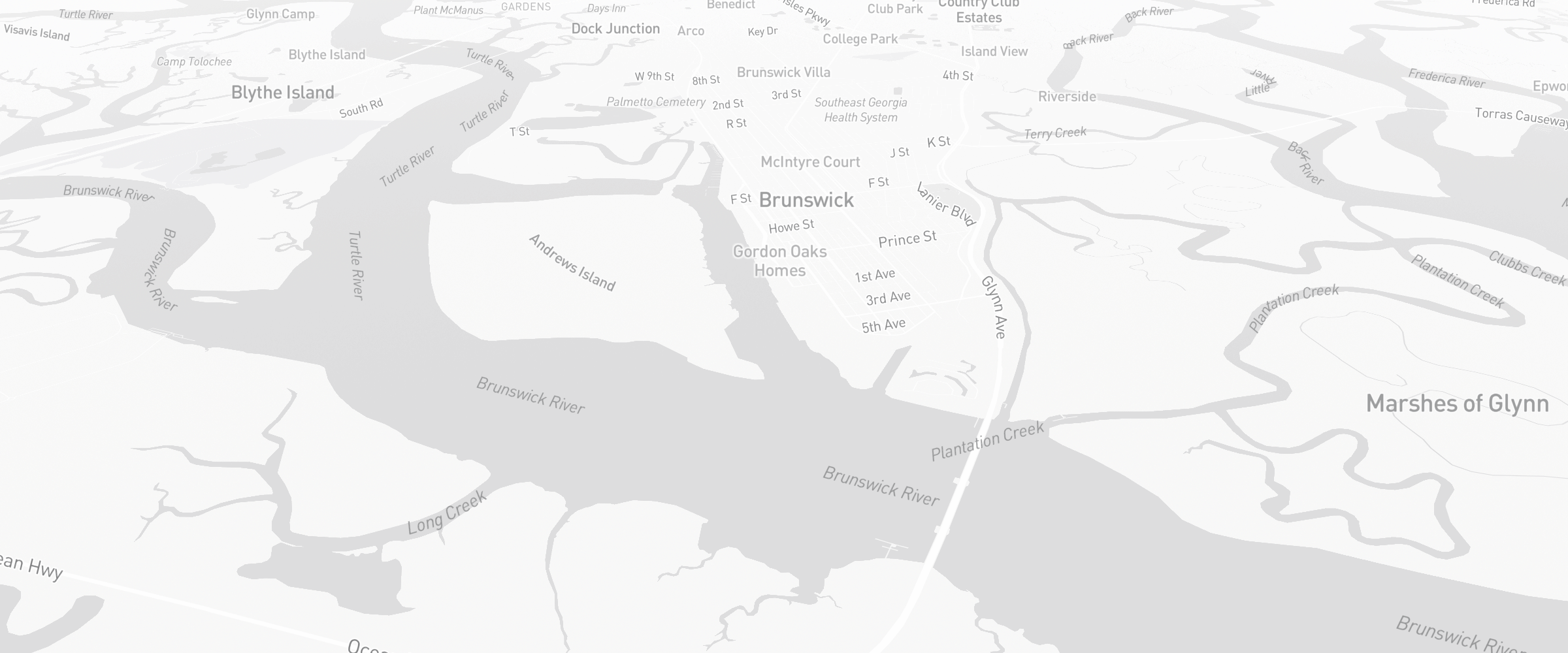 Neighborhood map of Brunswick, GA — the area served by Life Insurance Agents of Brunswick Group